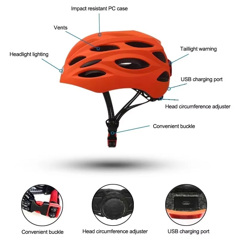 Lampe à LED pour casque de vélo