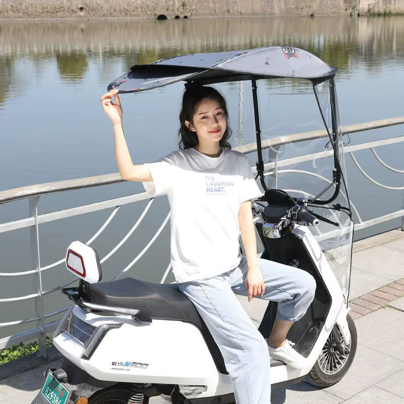 Nouveau modèle 2026 : Auvent imperméable et pare-soleil pour vélos électriques et motos