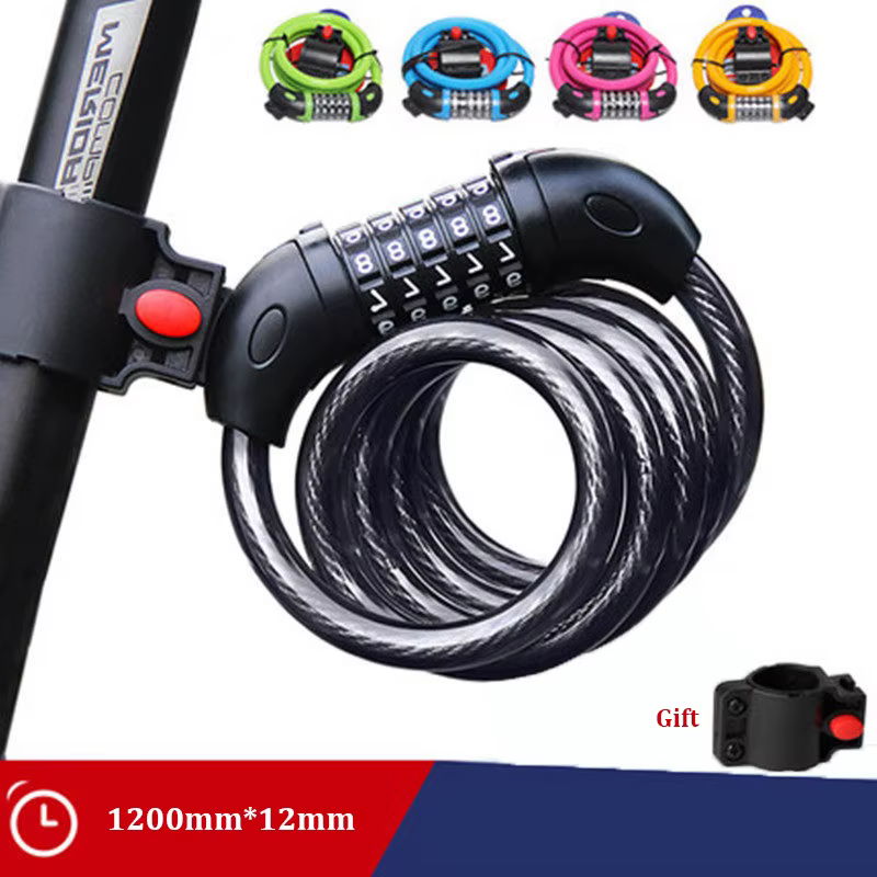 Serrure de vélo Code à 5 chiffres 1200mm * 12mm