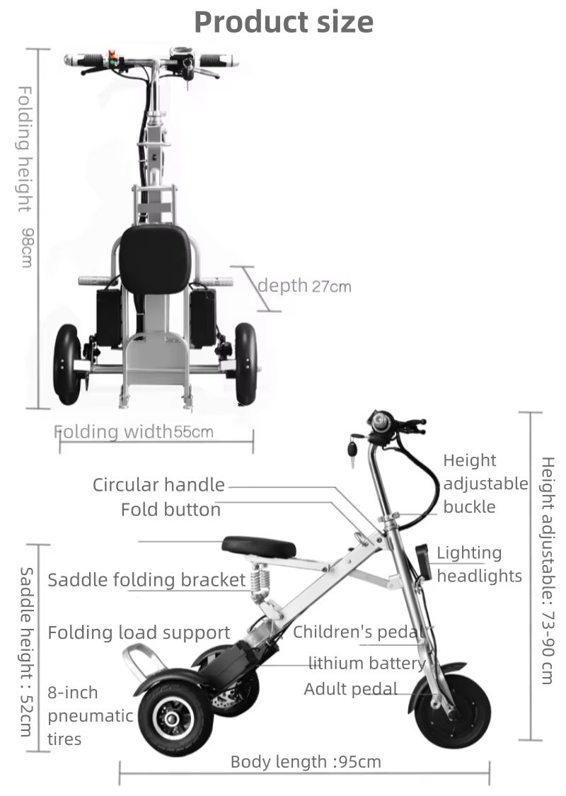Tricycle électrique pliant 36v 250w