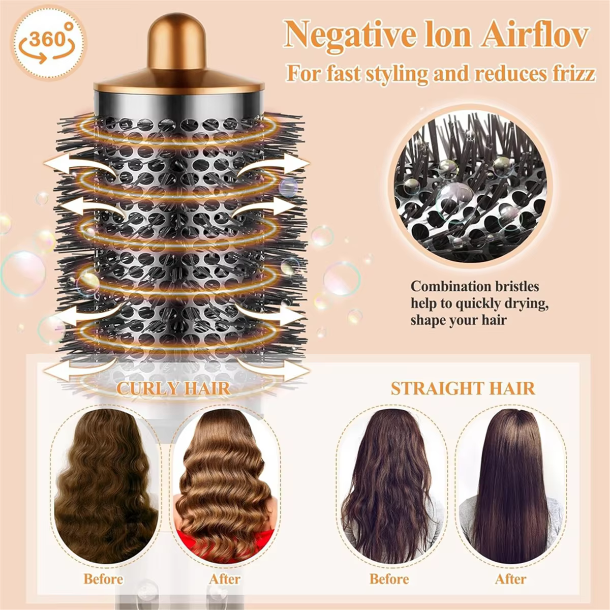 Grande brosse volumisante ronde pour accessoires Dyson Airwrap, brosse ronde ovale plus grande, éplucher et volumiser pour le co