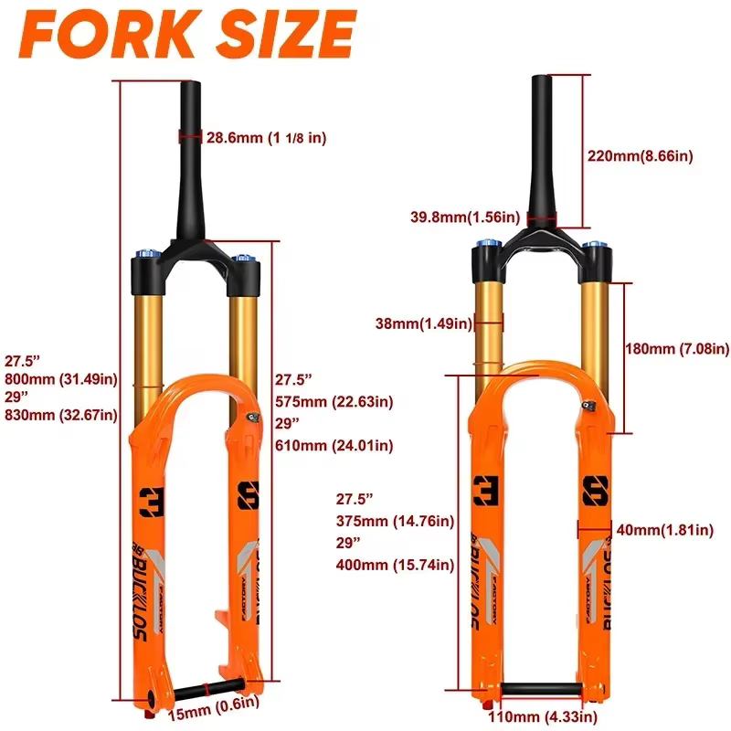 BUCKKub-Fourche de vélo à suspension pneumatique