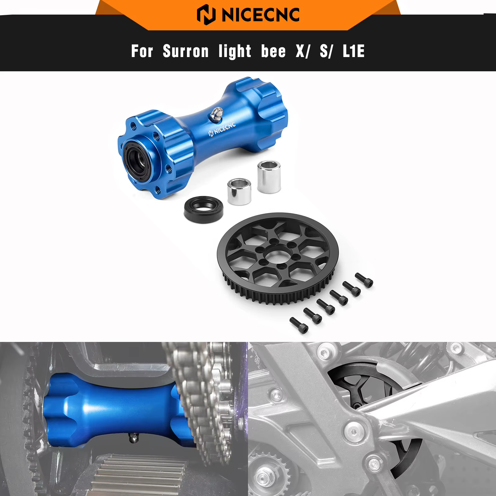 NICECNC axe d'entraînement central et poulie secondaire pour vélo électrique Surron light bee X