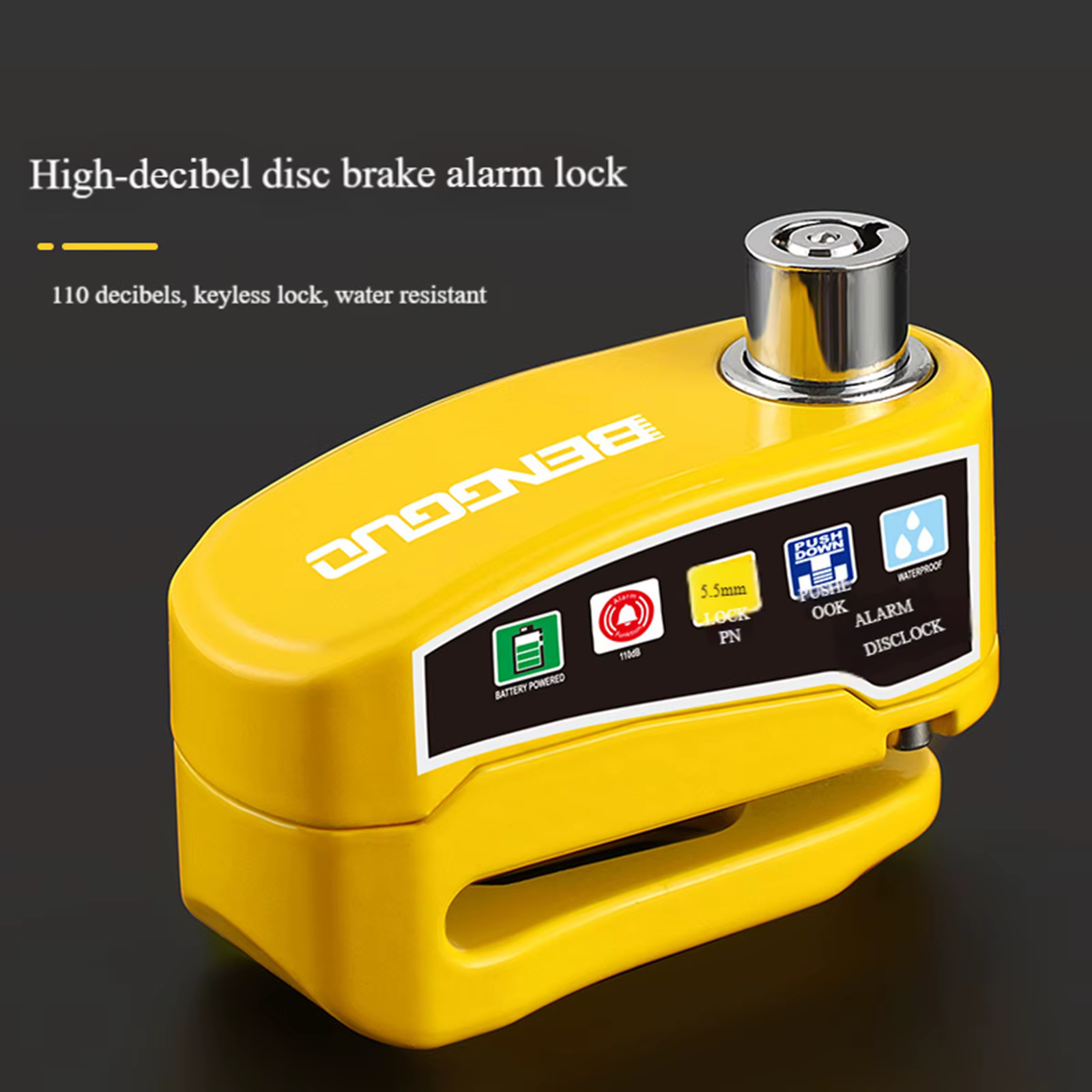 Antivol de disque de moto avec alarme sonore et 2 clés