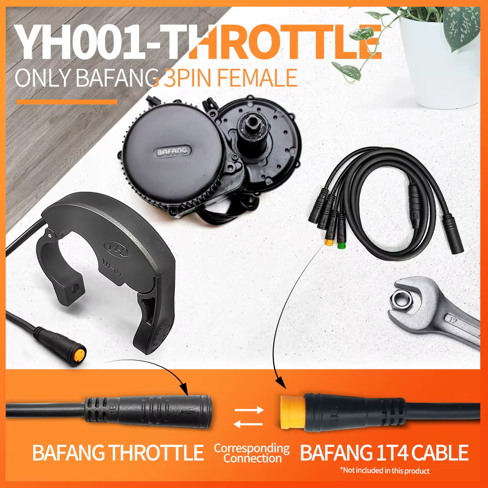 Ebike 36V/48V/52V/60V BAFANG mi-moteur YH-001Thumb accélérateur Compatible BBS01 BBS02B BBSHD 350W-1000W moteur pour vélo électrique