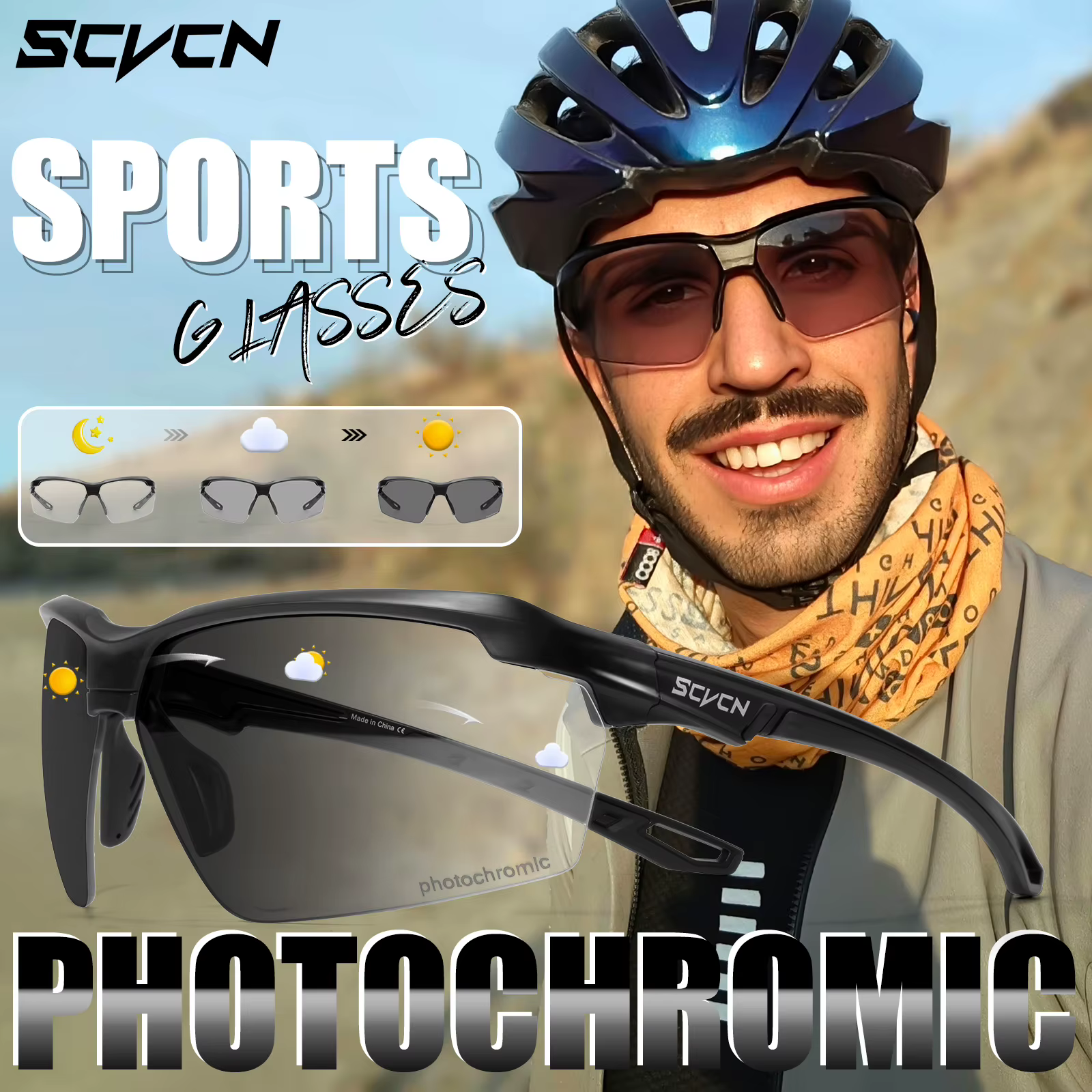 SCVCN lunettes de cyclisme photochromiques hommes vtt