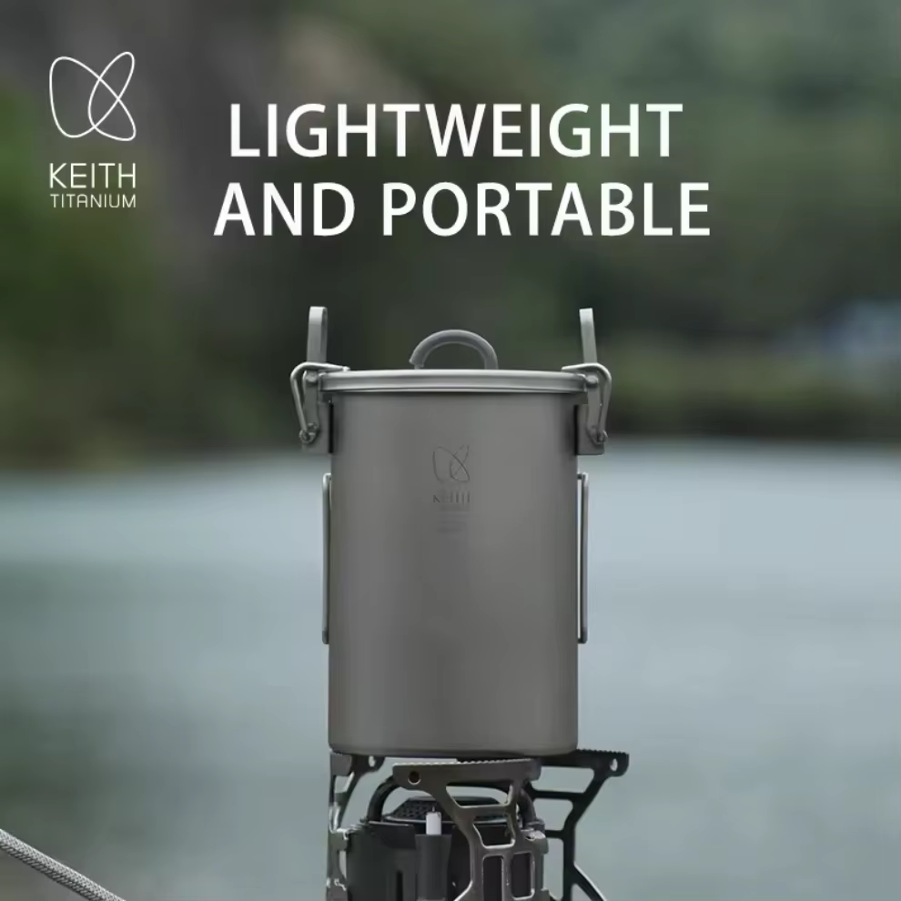 Casserole en titane Keith pour le camping Ti6300, cuisinière multifonctionnelle sans plastique, 900 ml, randonnée, plein air