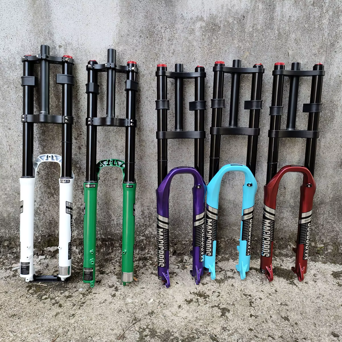 27, 5 pouces VTT Suspension pneumatique vélo fourche avant Double épaule 180mm voyage vélos