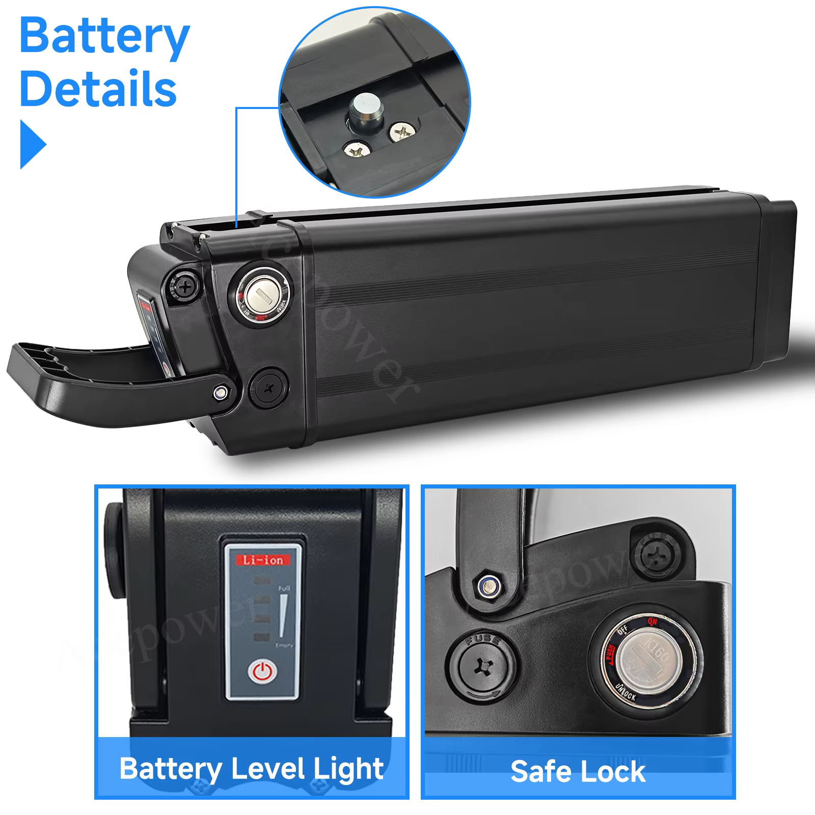 Batterie de vélo électrique Heybike Cityscape Velobecane 36V 10Ah 15Ah 25Ah pour remplacement