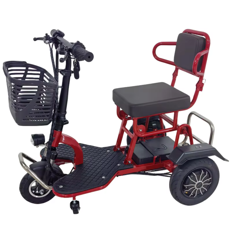 Tricycle électrique pliant avec panier amovible et batterie antivol avec serrure pour personnes âgées