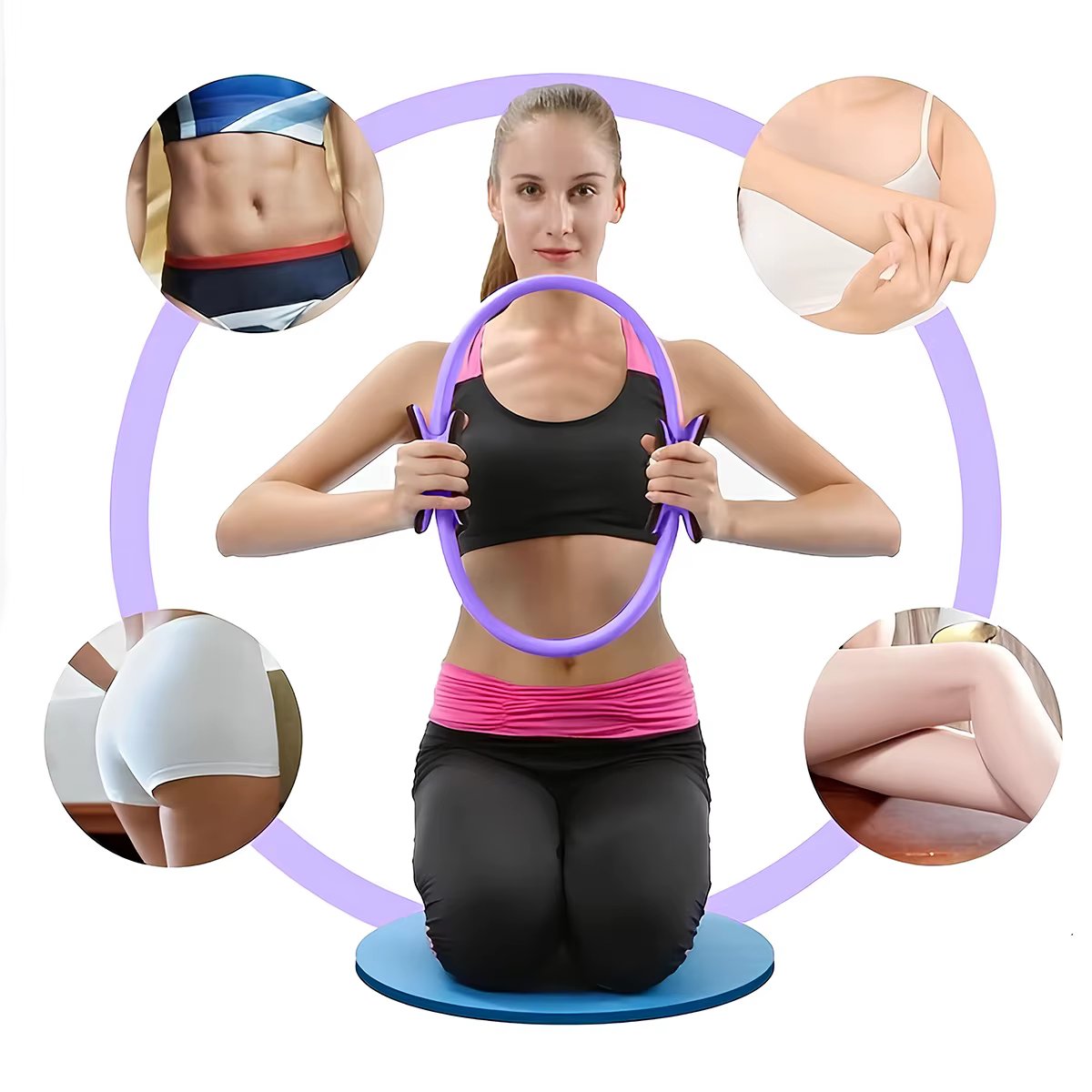 Ensemble de base Pilates 5 pièces, balle de Fitness, ceinture élastique extensible, façonnage du dos, entraînement musculaire, équipement de Yoga