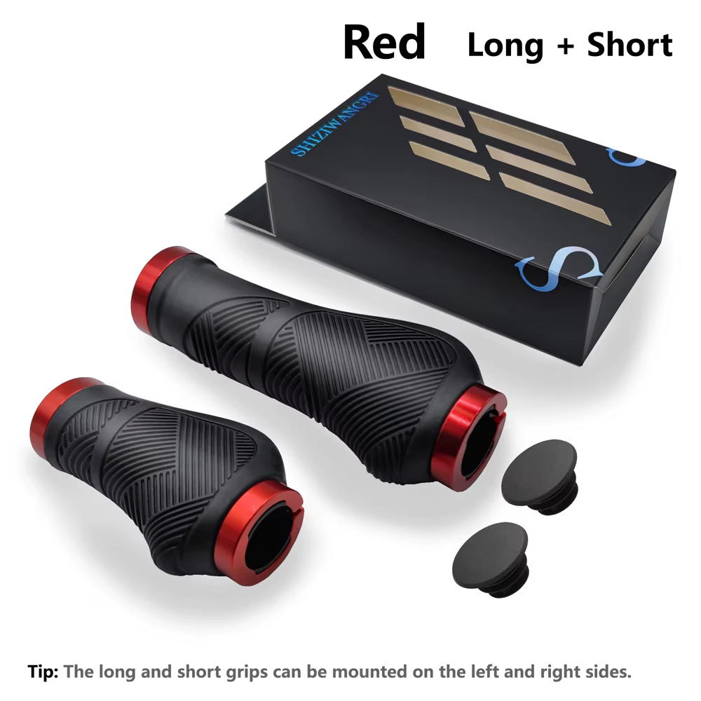 SHIZIWANGRI poignées de vélo en caoutchouc anti-dérapant longue courte VTT antichoc guidon couverture verrouillage sur poignée de cyclisme ergonomique