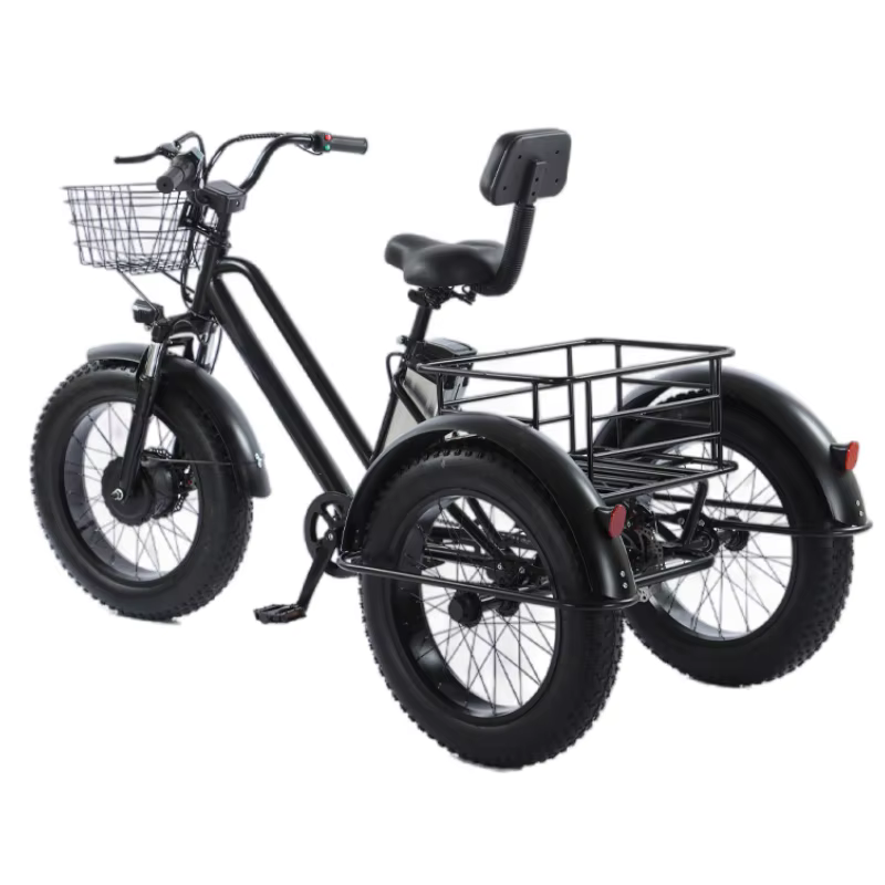 Gros vélo vélo électrique 20 pouces neige puissant homme 48V 500W Tricycle électrique cargo avec siège passager pour adultes personnes âgées