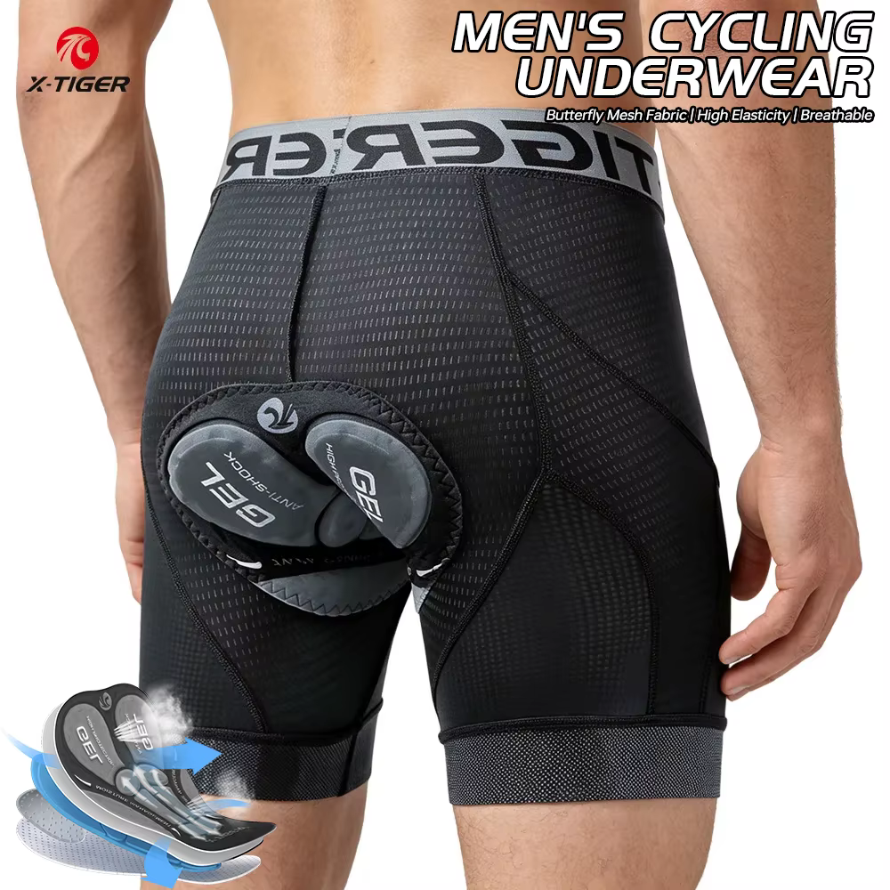 X-TIGER hommes sous-vêtements de cyclisme Shorts 5D rembourré sport équitation vélo vtt doublure