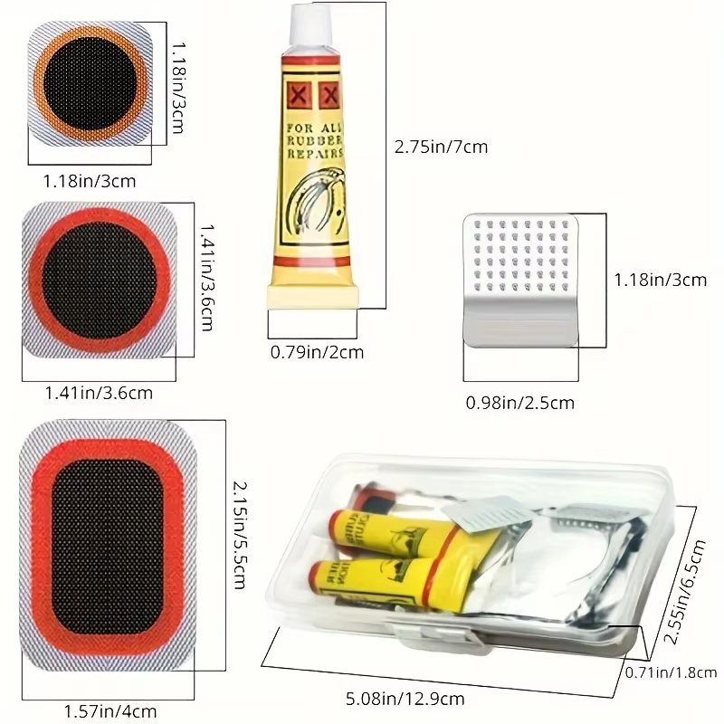Kit de réparation de vélo professionnel, ensemble de patchs vulcanisants pour fixation de crevaison de tubes de vélo d'urgence sur vélos de route/montagne