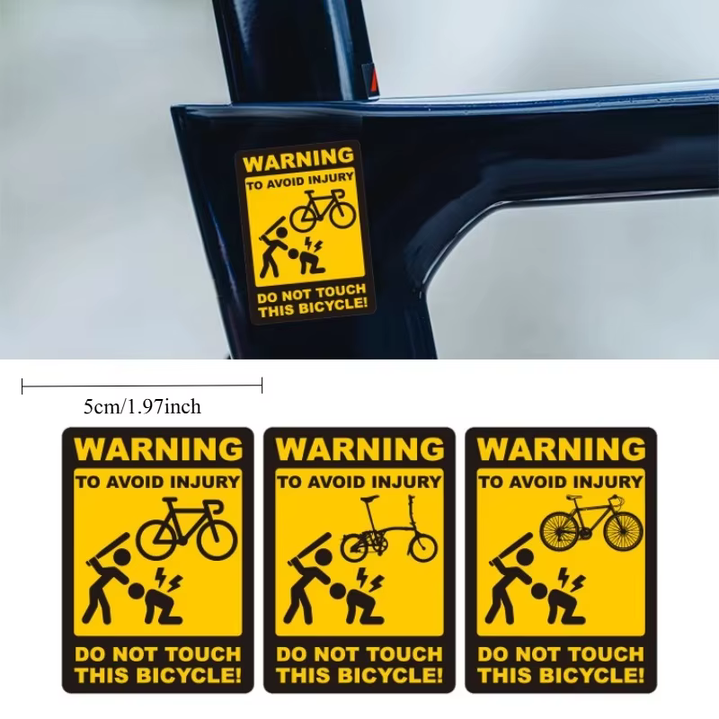 Autocollant de cadre de vélo de route avec signe d'avertissement