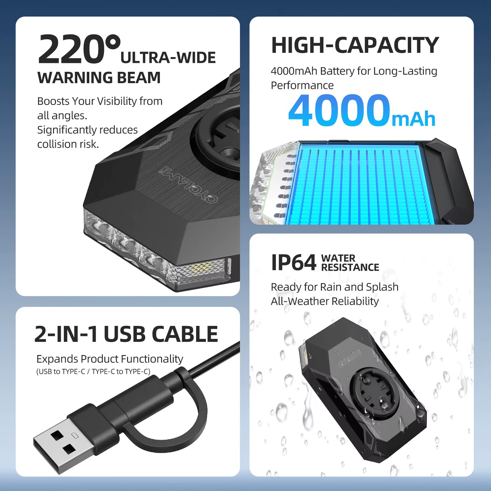 Phare de vélo CYCLAMI CL350 pour Garmin XOSS IGPSPORT Magene GPS G2