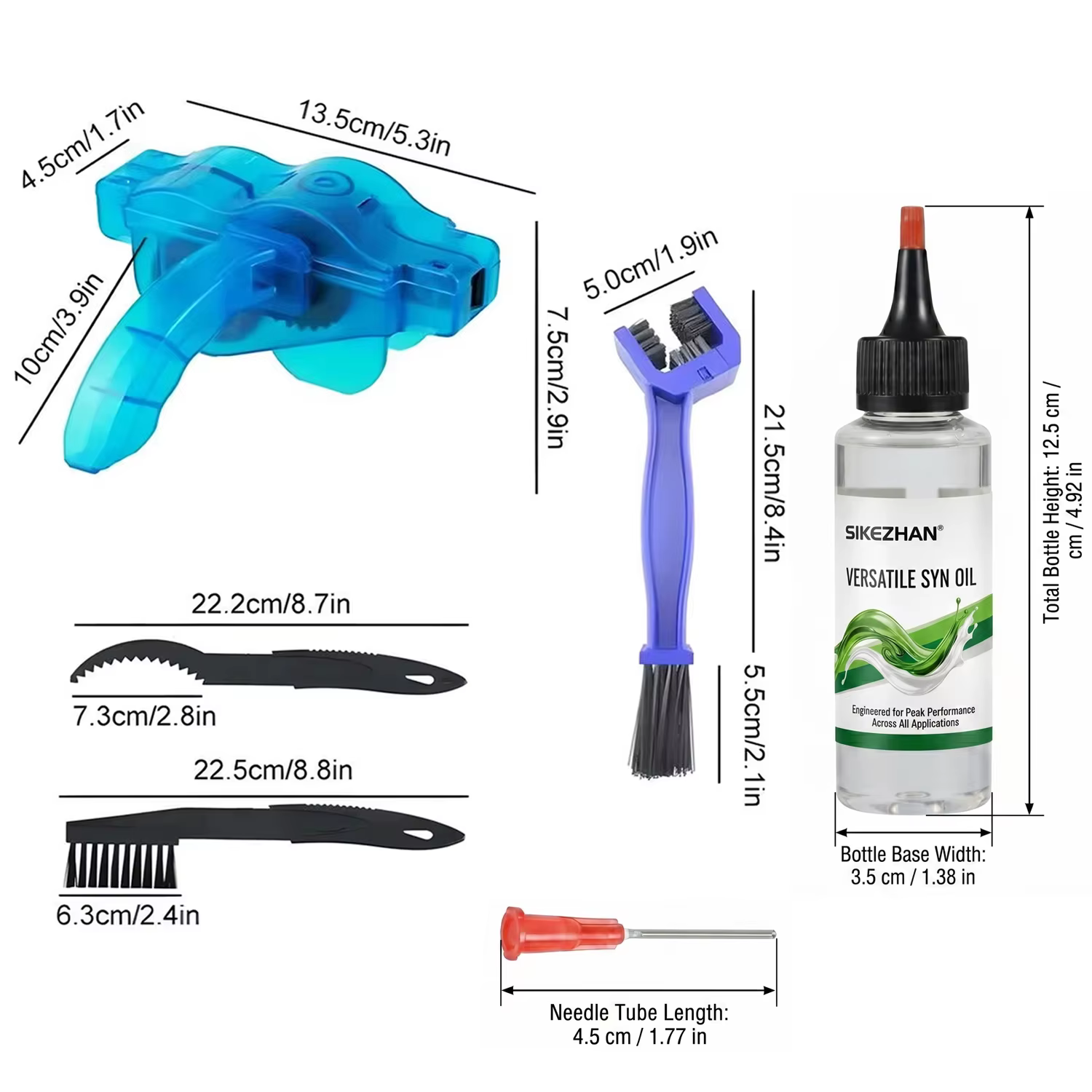 Kit complet d'entretien de transmission de vélo : Nettoyeur de chaîne efficace et huile lubrifiante de précision pour l'entretien universel des VTT et des vélos de route