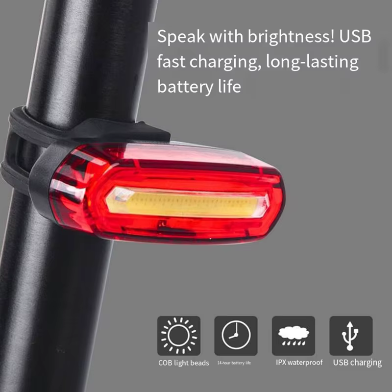 Feu arrière de vélo - Feu de vélo 5 modes rouge/bleu