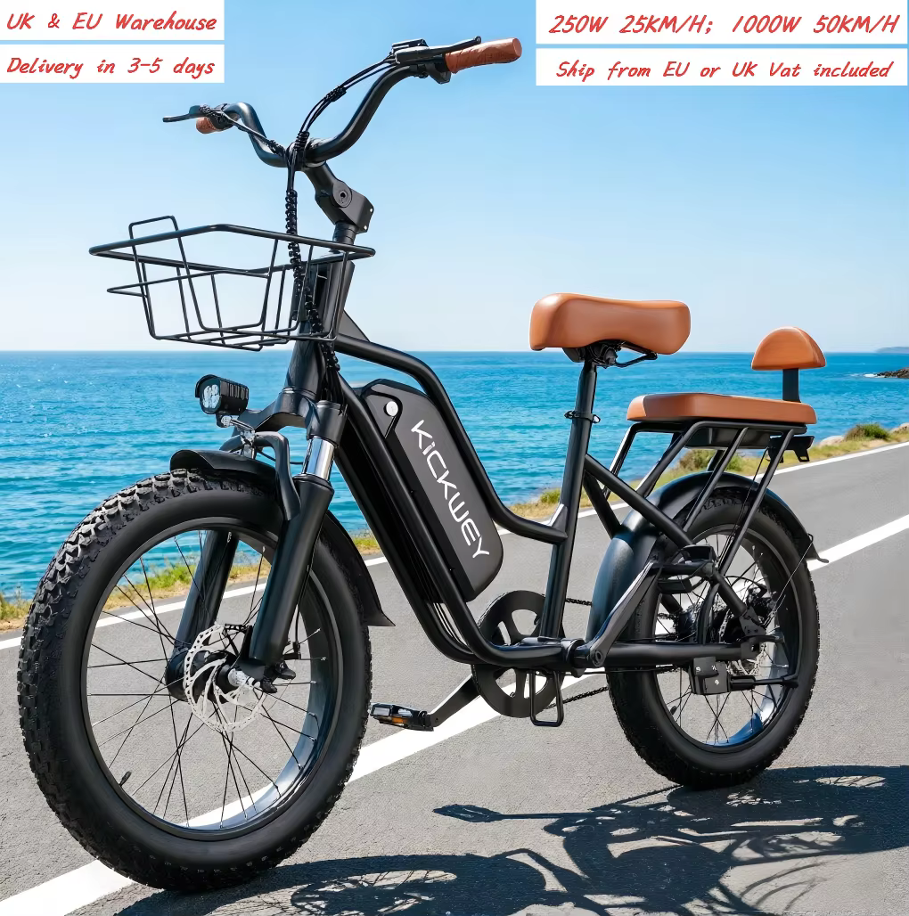Vélo électrique Kickwey LD20 250W & 1000W 48V 20AH avec pneus larges 20x3 pouces