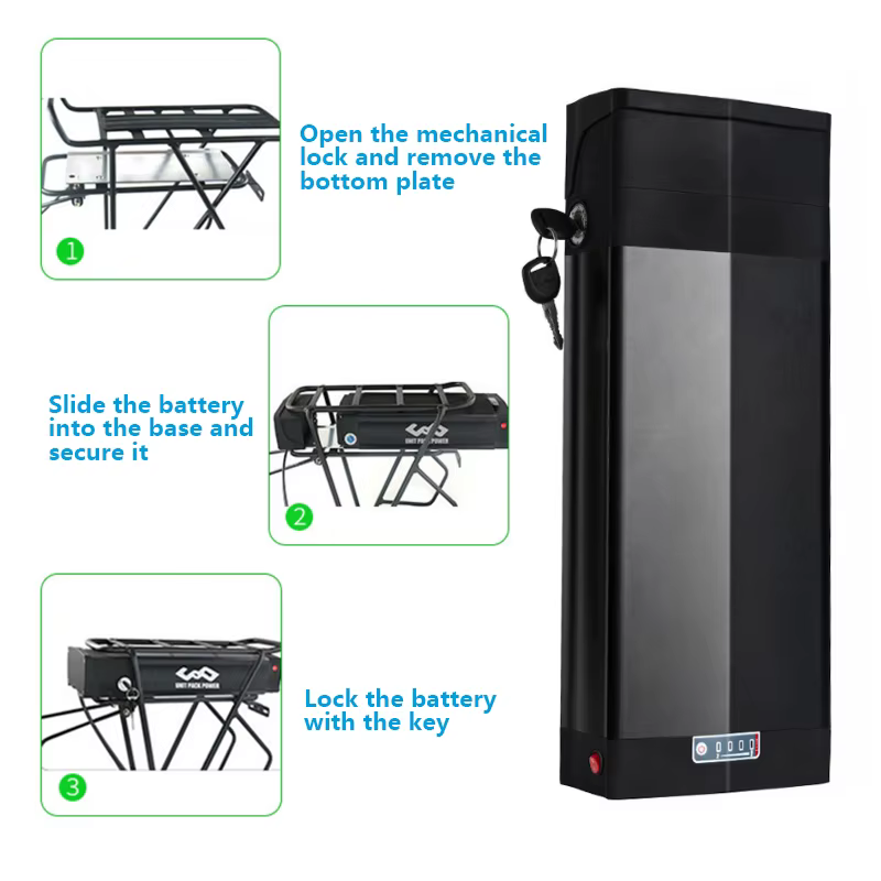 Batterie lithium pour porte-bagages de vélo électrique