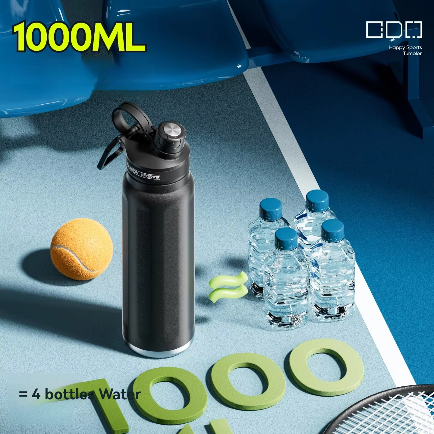 Bouteille d'eau isotherme en acier inoxydable pour vélo