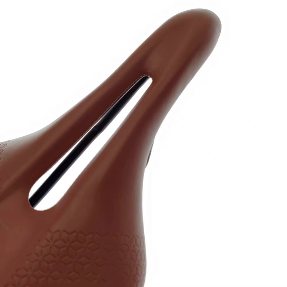 Selle de vélo en cuir marron creux