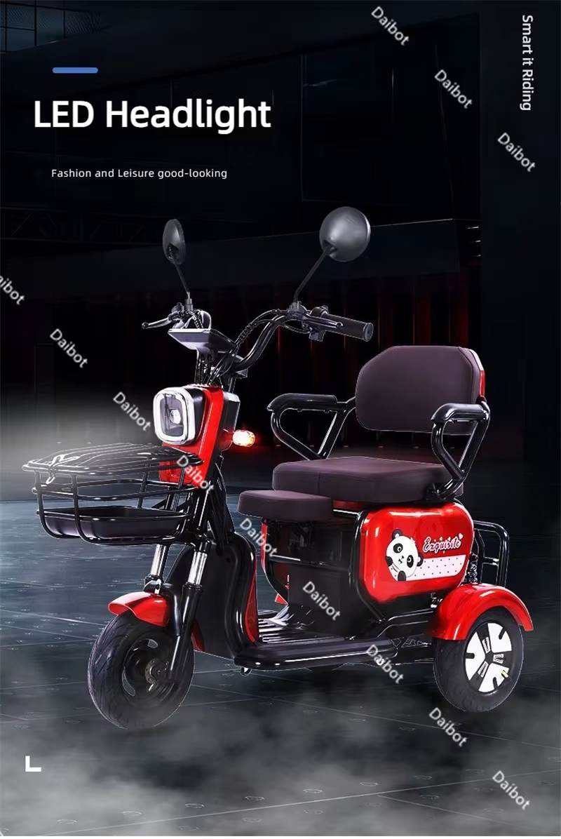 Mini tricycle électrique parent-enfant pour la famille avec siège enfant pliable 800W 48V 3 roues