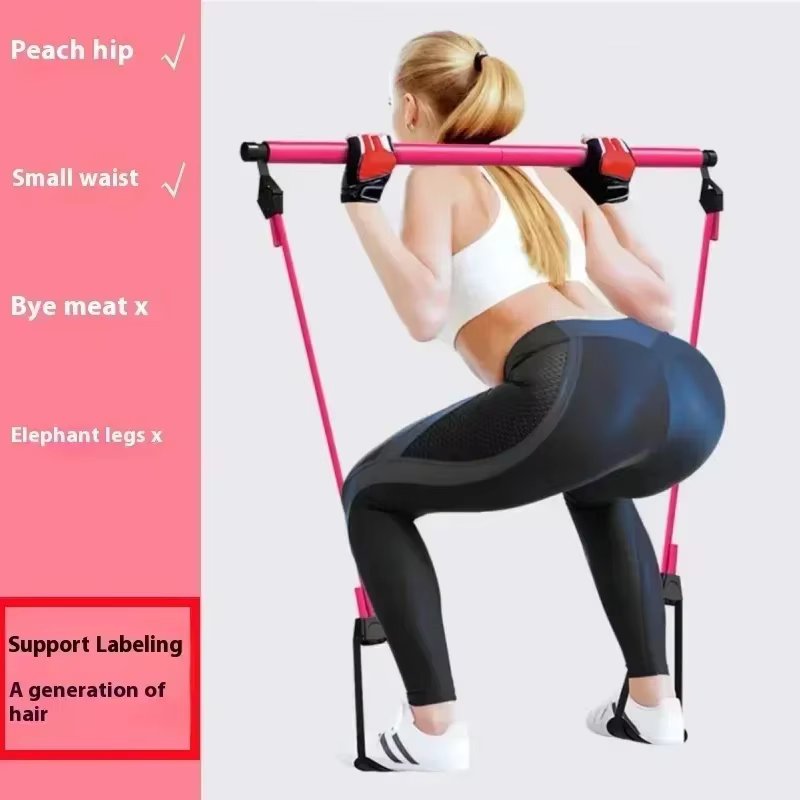 Kit de barre de Pilates Portable, bande de résistance, bâton de Yoga, barre d'exercice, boucle de pied pour Yoga, étirement, sculpture, torsion, assis