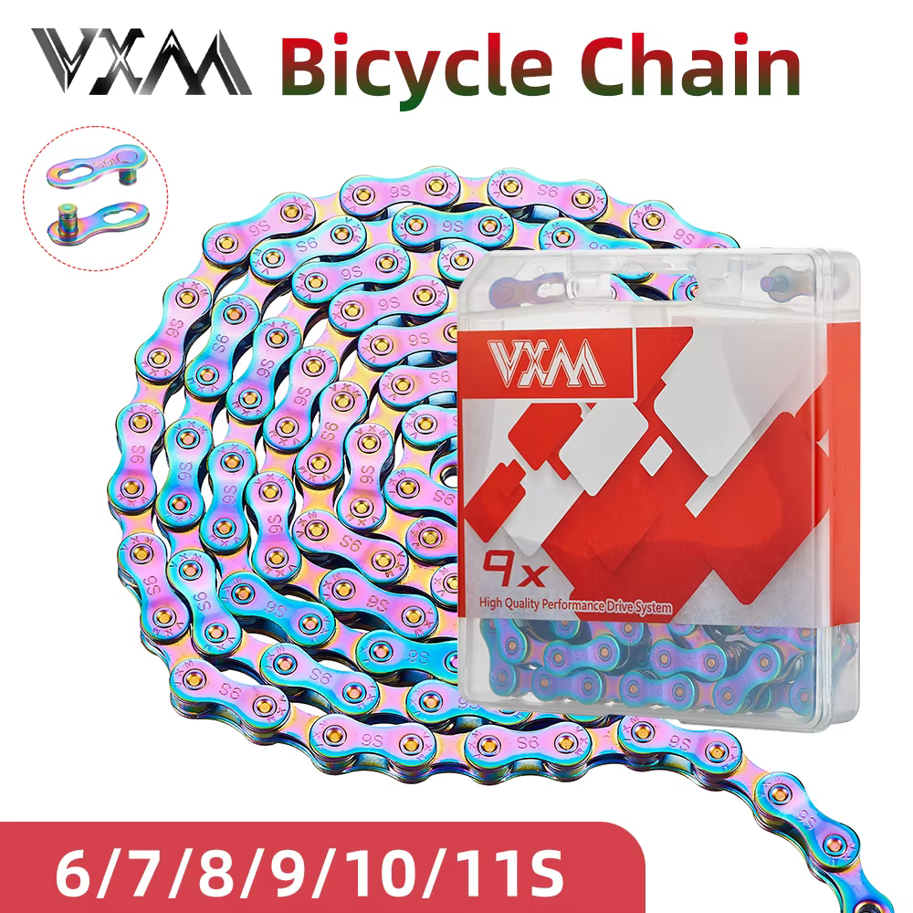 VXM chaîne de vélo multicolore arc-en-ciel 6/7/8/9/10/11 vitesses boucle magique