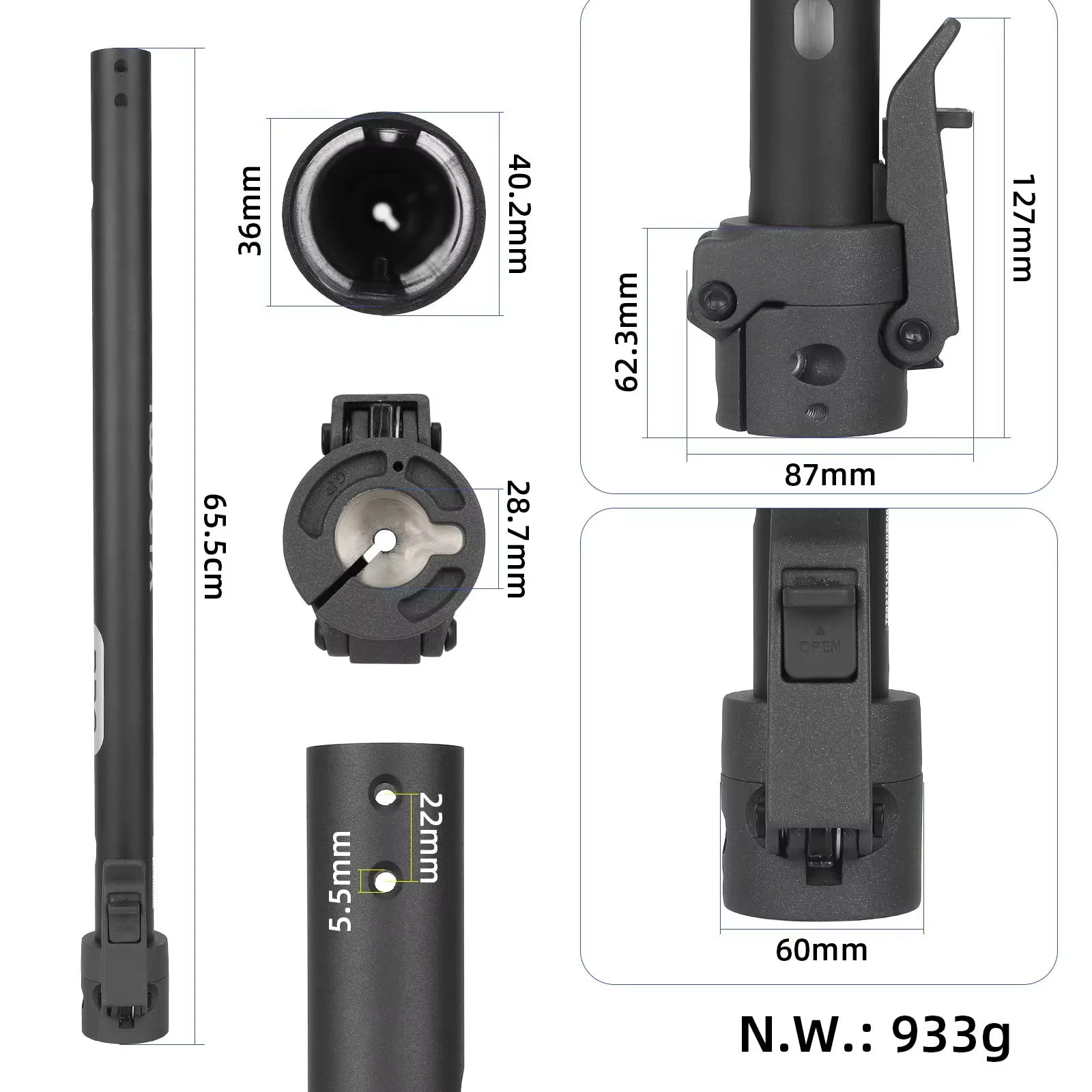 Base de colonne de direction robuste d'origine pour trottinette électrique Xiaomi 5/5 Pro/5 Max/5 Plus – Accessoires d'assemblage