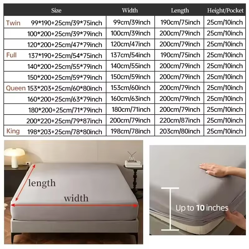 Drap-housse de haute qualité 90/180/150x200 Cm, housse de matelas avec bande élastique, drap de lit Queen King Size, sans taies d'oreiller incluses