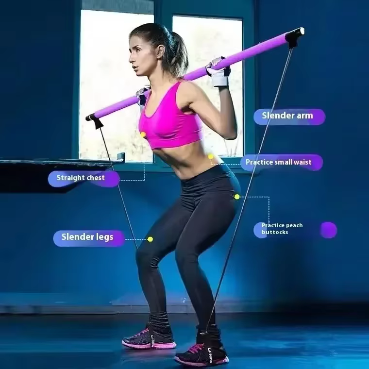 Kit de barre de Pilates Portable, bande de résistance, bâton de Yoga, barre d'exercice, boucle de pied pour Yoga, étirement, sculpture, torsion, assis