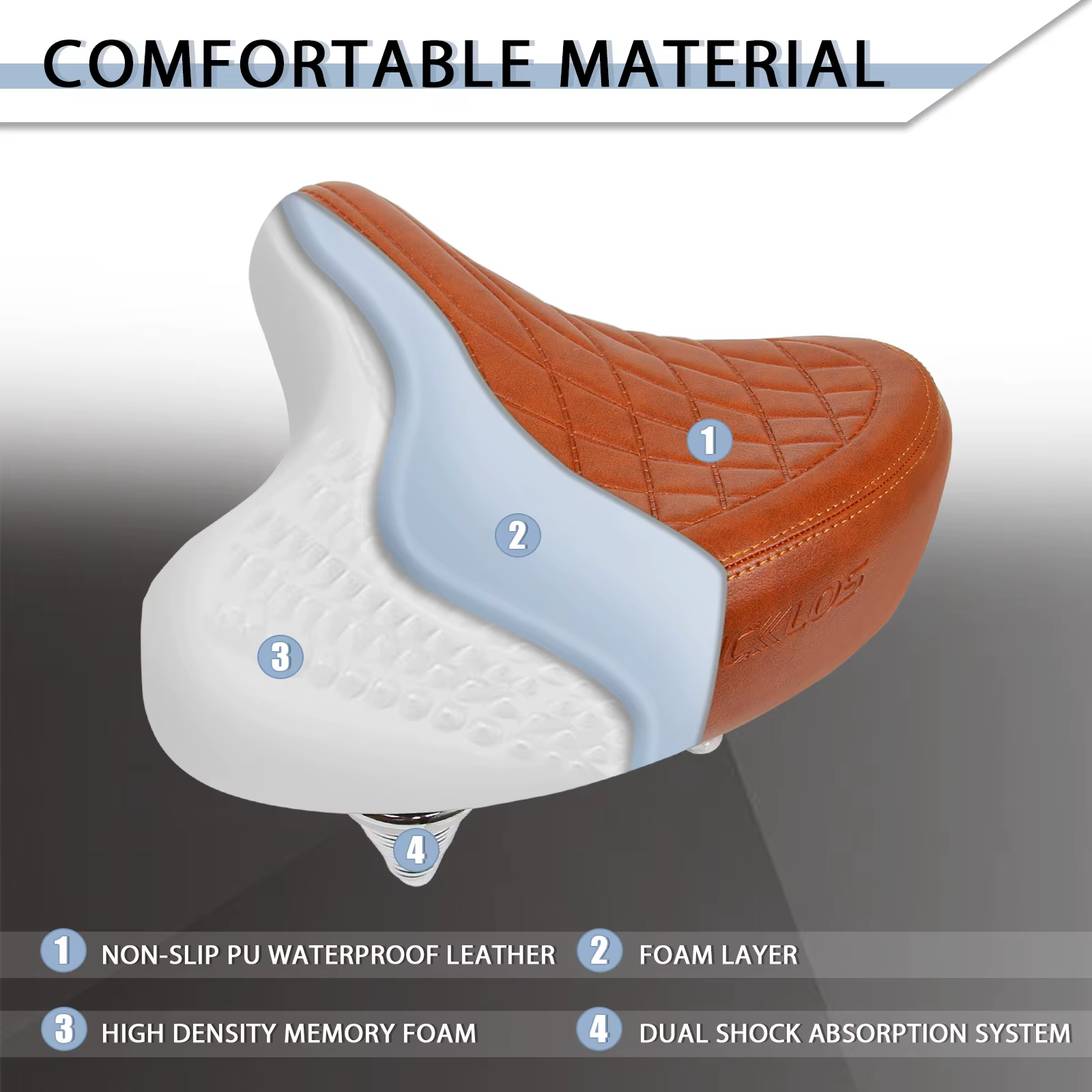 BUCKLOS selle de vélo surdimensionnée ergonomique élargir épaissir