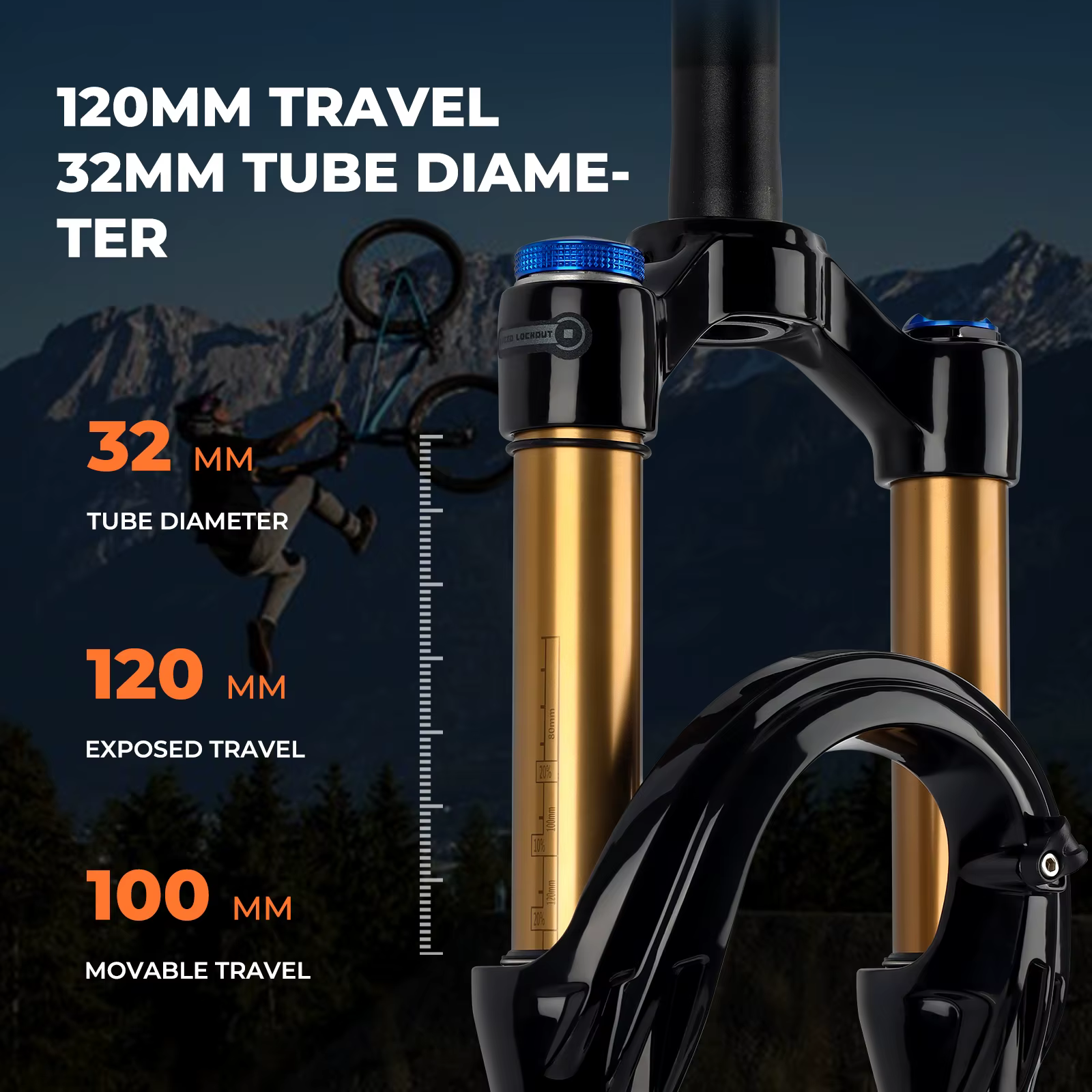 Fourche à air pour vélo de montagne orange