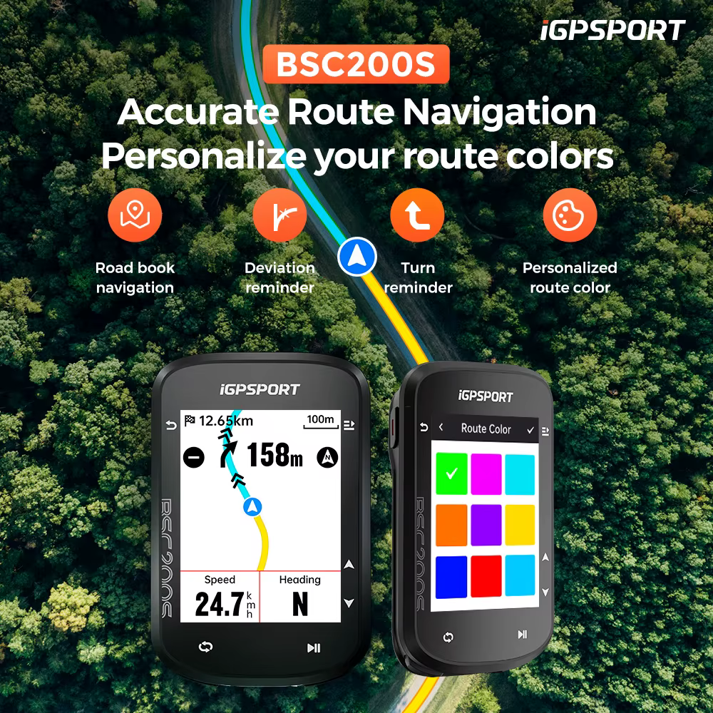 Ordinateur de vélo GPS iGPSPORT BSC200S avec navigation d'itinéraire