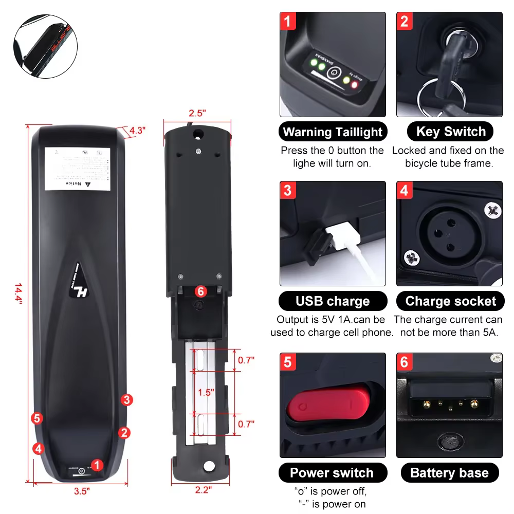 Batterie Vélo Électrique Hailong 24V 30Ah 40Ah 50Ah 60Ah 52V 36V 60V 72V 48V 20Ah Cham-rider Akumulator 2000W