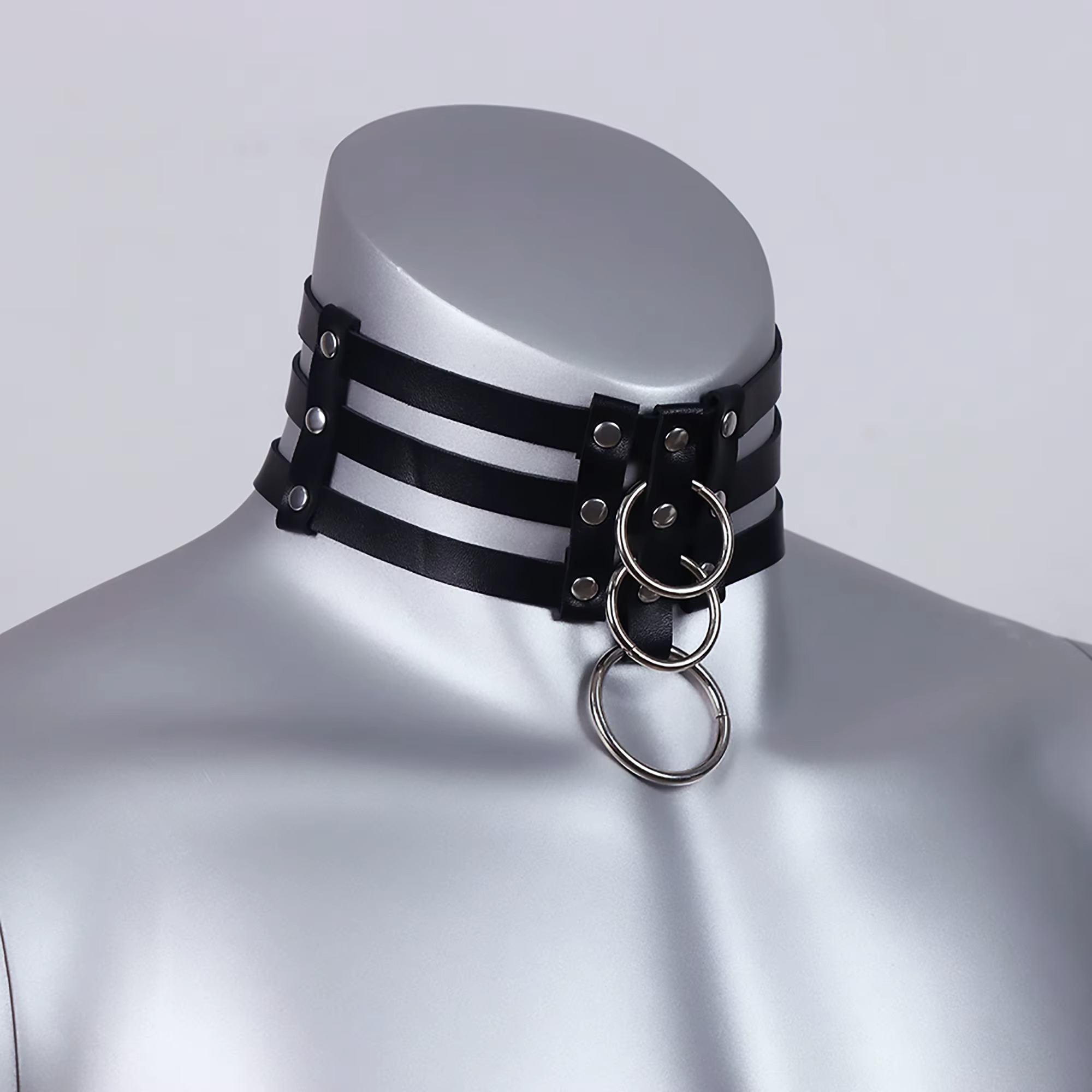 Collier ras du cou gothique ajustable en cuir PU avec clous métalliques pour le quotidien, les fêtes, les célébrations, accessoire de fête