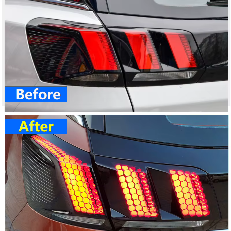 Accessoires pour Peugeot 3008 GT 3008GT 2016 2017 2018 2019, couvercle de feu arrière de voiture, autocollant de protection de décoration en nid d'abeille