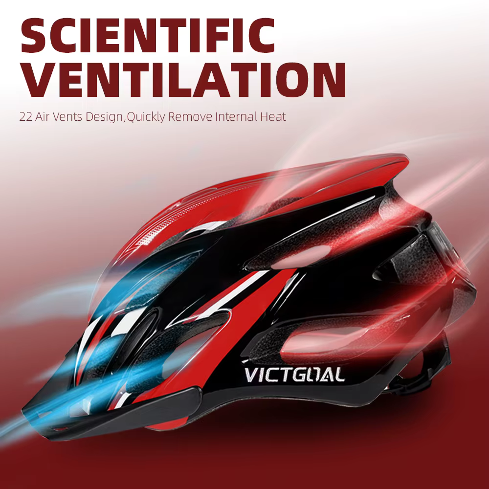 VICTGOAL Casque de vélo Ultralight Feux arrière pour hommes LED Tailling avec pare-soleil MTB Road Bike
