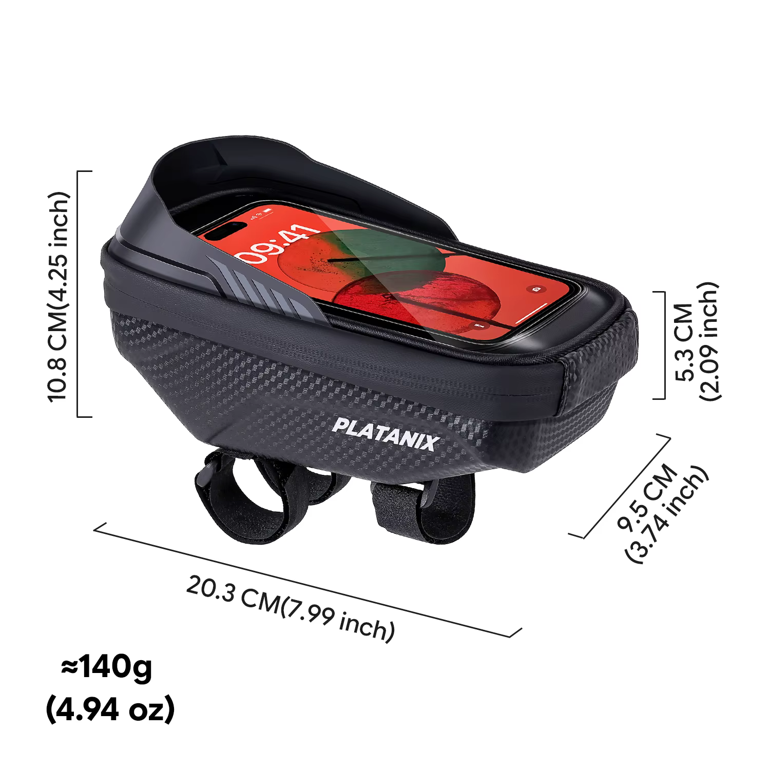 PLATANIX A1 Sac de guidon rigide en EVA pour VTT et vélo de route et pochette pour téléphone à fixer sur le cadre - Équipement de cyclisme polyvalent pour l'extérieur
