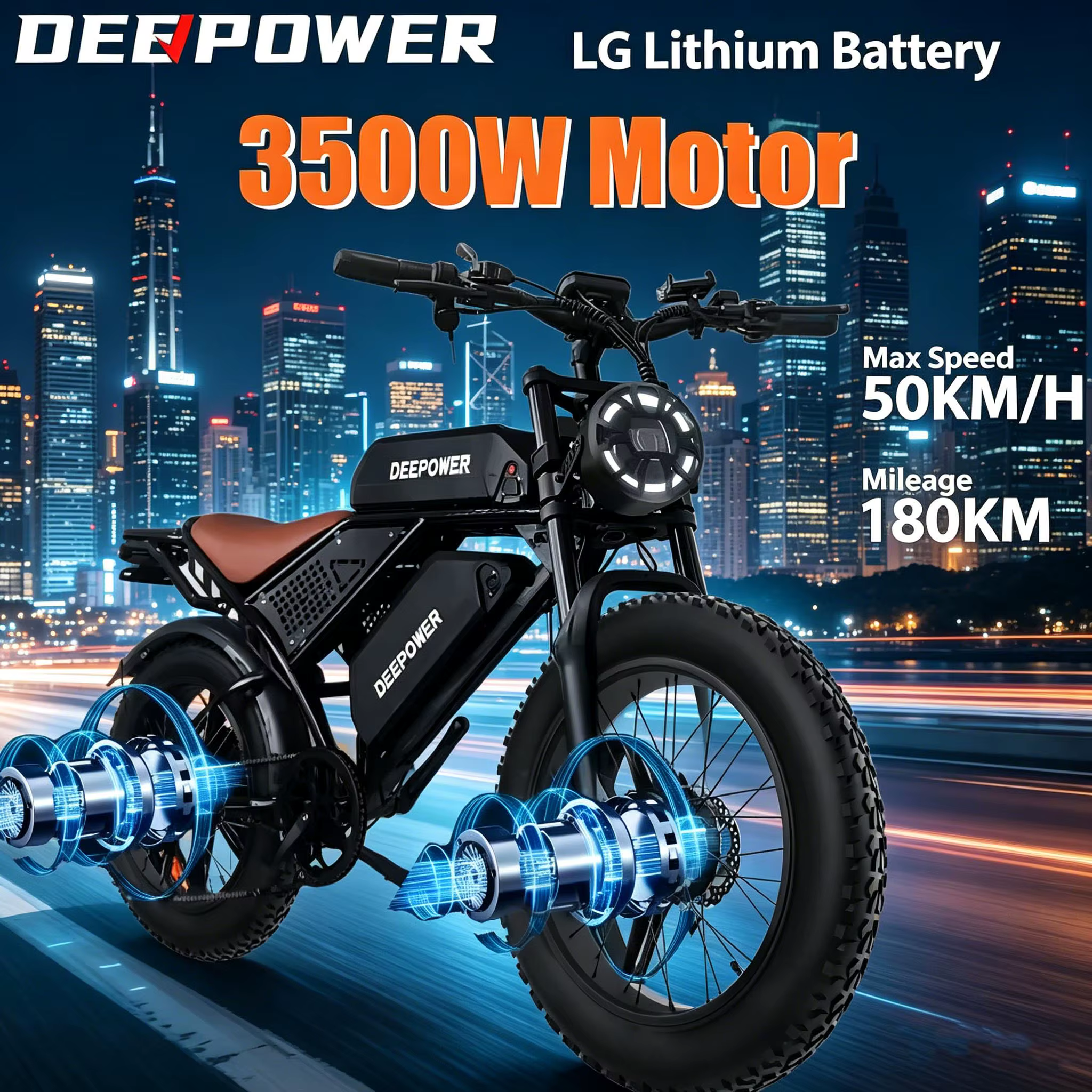 Vélo électrique tout-terrain 3000W à double moteur 48V60