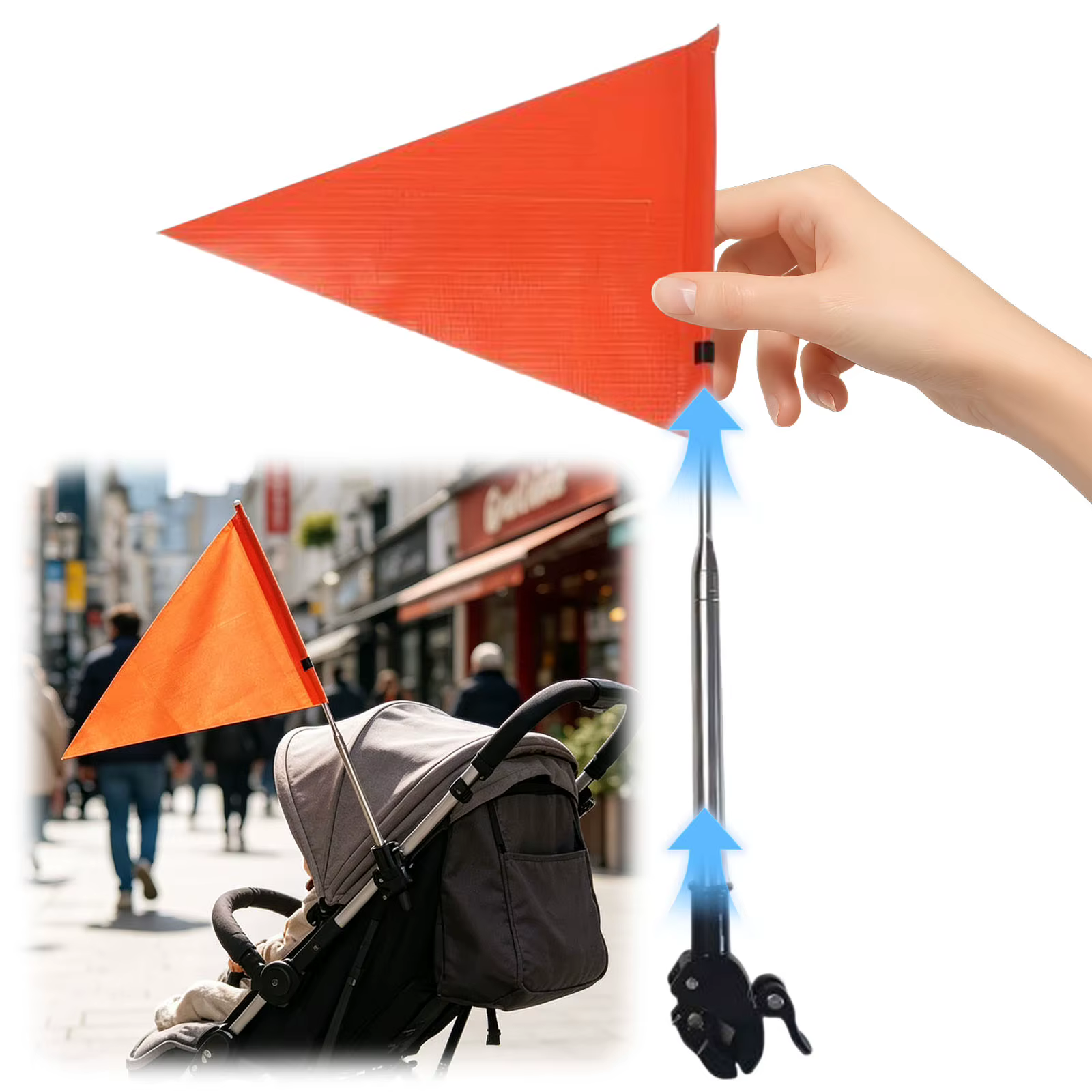 Drapeau de vélo avec mât pour la sécurité