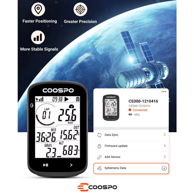Ordinateur de vélo sans fil GPS MT5 COOSPO CS300, compteur de vitesse et odomètre 2,6 pouces, synchronisation de la pente, ANT+, IPX7, compteur de vitesse et odomètre pour le cyclisme