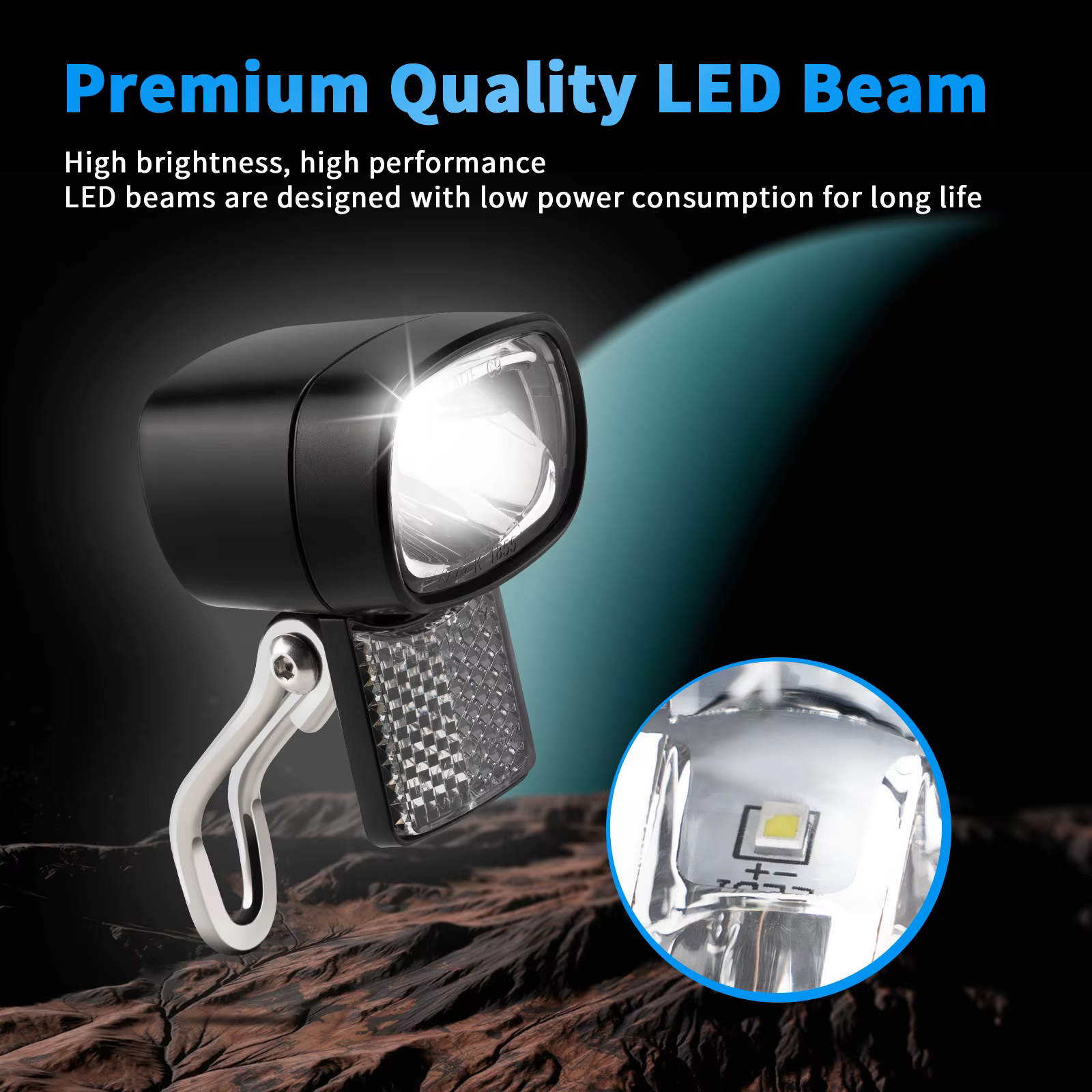 Phare avant Dynamo pour vélo électrique 36V 48V 52V 30-120 LUX avec ampoule LED étanche pour vélos électriques et motos