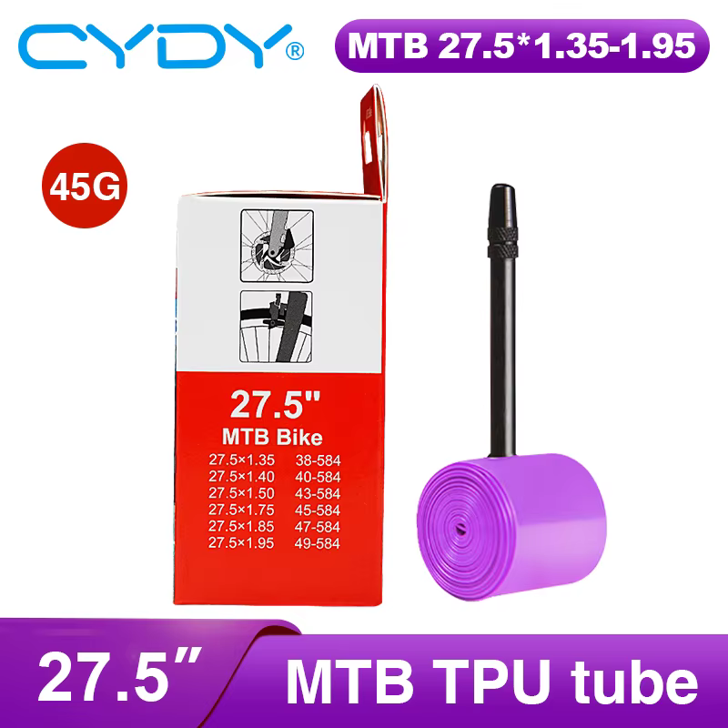 43g CYDY TPU Tube vtt 26 27.5 caméra intérieure de vélo 26/27.5x1.35 1.4 1.5 1.75 1.85 1.95 pouces pneu