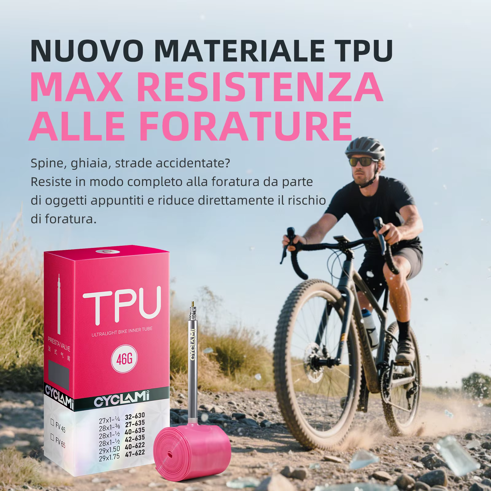 CYCLAMI – chambre à air de vélo de route en gravier