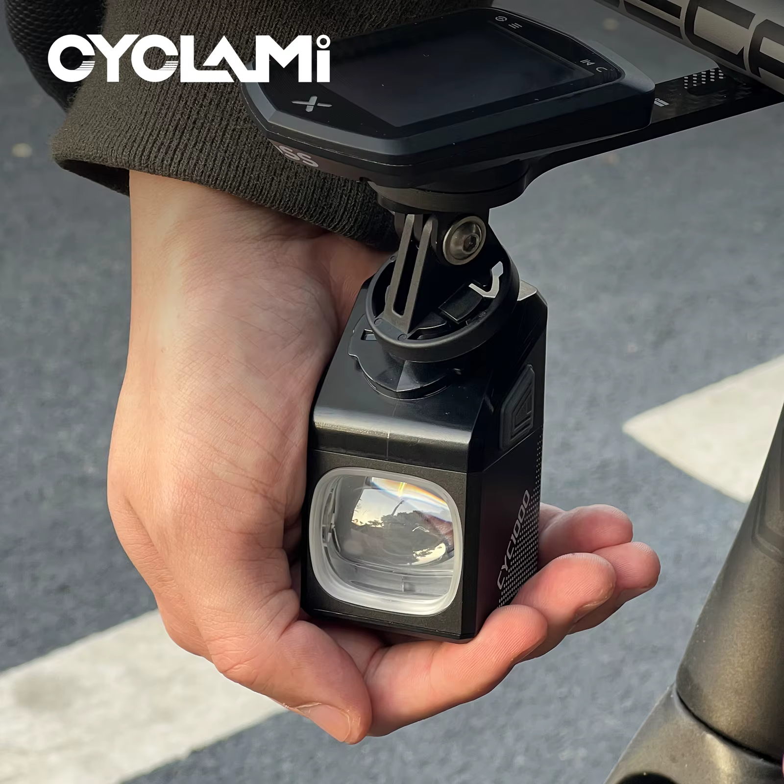 CYCLAMI phare de vélo CYC 1000 Lumen GoPro suspendu Ultra lumineux sans fil à distance coupe de ligne lampe avant