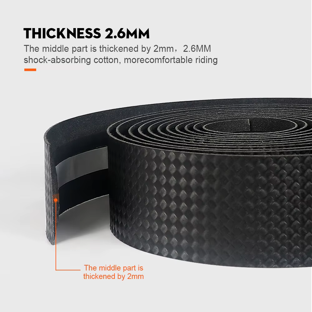 Ruban de guidon de vélo de route TOSEEK en cuir PU tressé carbone 3K