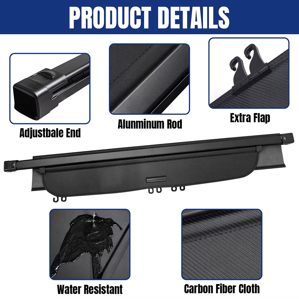 Couverture de Coffre Cargo Rétractable pour Honda CRV RS 2023 2024, Rideau d'Ombrage, Écran de Confidentialité, Accessoires d'Nikde Voiture